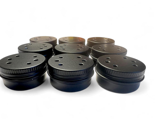 10ml Aluminium Scentwork Tins, Precision Punched in black (Single Vent or Multi-Hole)